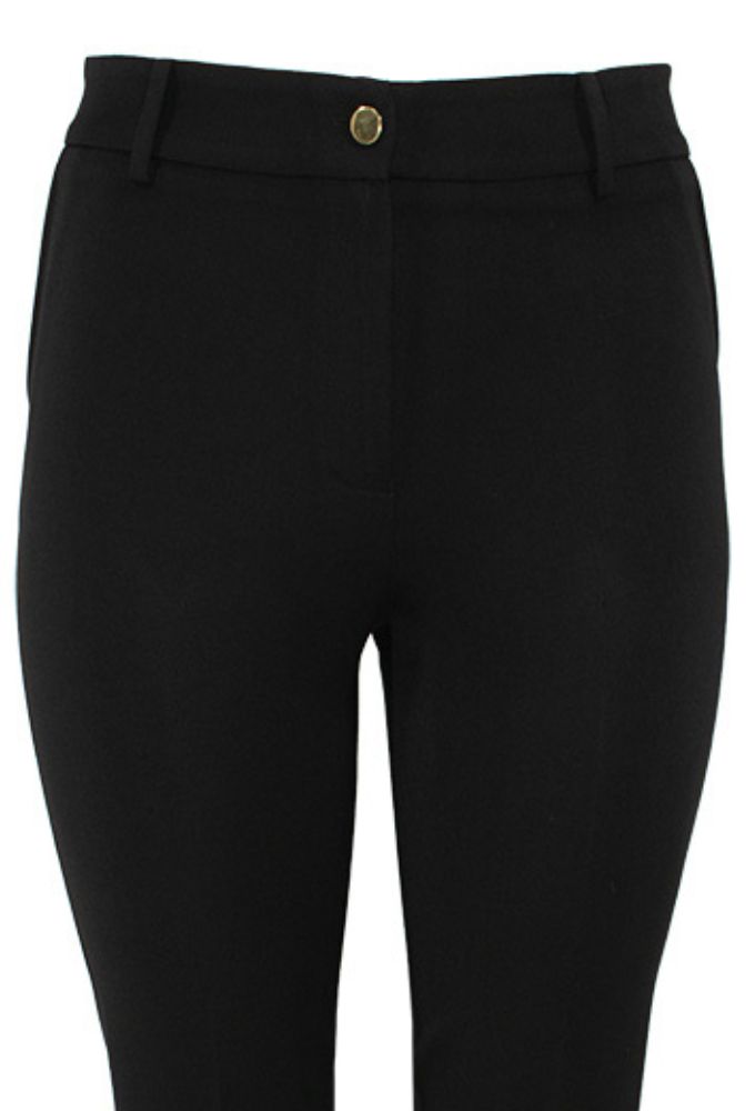 Forel Γυναικείο Υφασμάτινο Μαύρο Παντελόνι Με Σκίσιμο Κάτω - Image 3