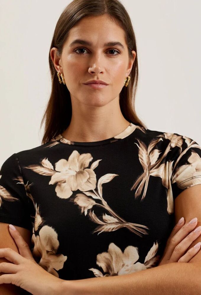 Ted Baker Γυναικείο T-shirt Floral Mαύρο - Image 4