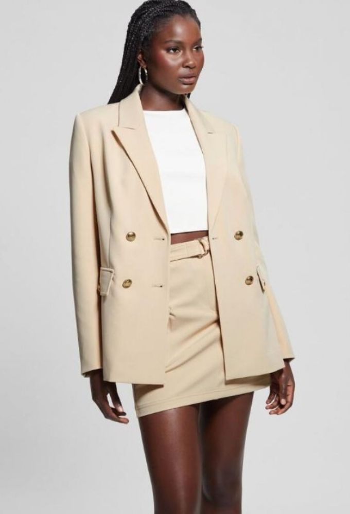 Guess Γυναικείο Σακάκι Μπεζ με Χρυσά Κουμπιά - Image 2