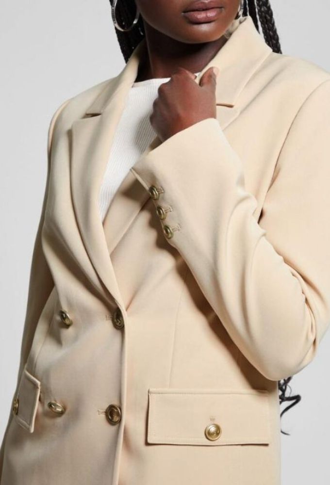 Guess Γυναικείο Σακάκι Μπεζ με Χρυσά Κουμπιά - Image 4