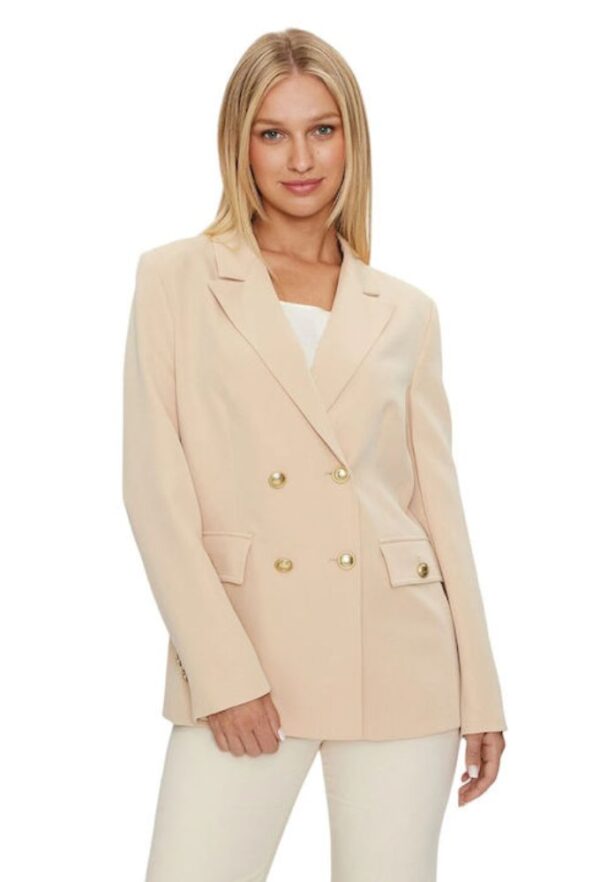 Guess Γυναικείο Σακάκι Μπεζ με Χρυσά Κουμπιά