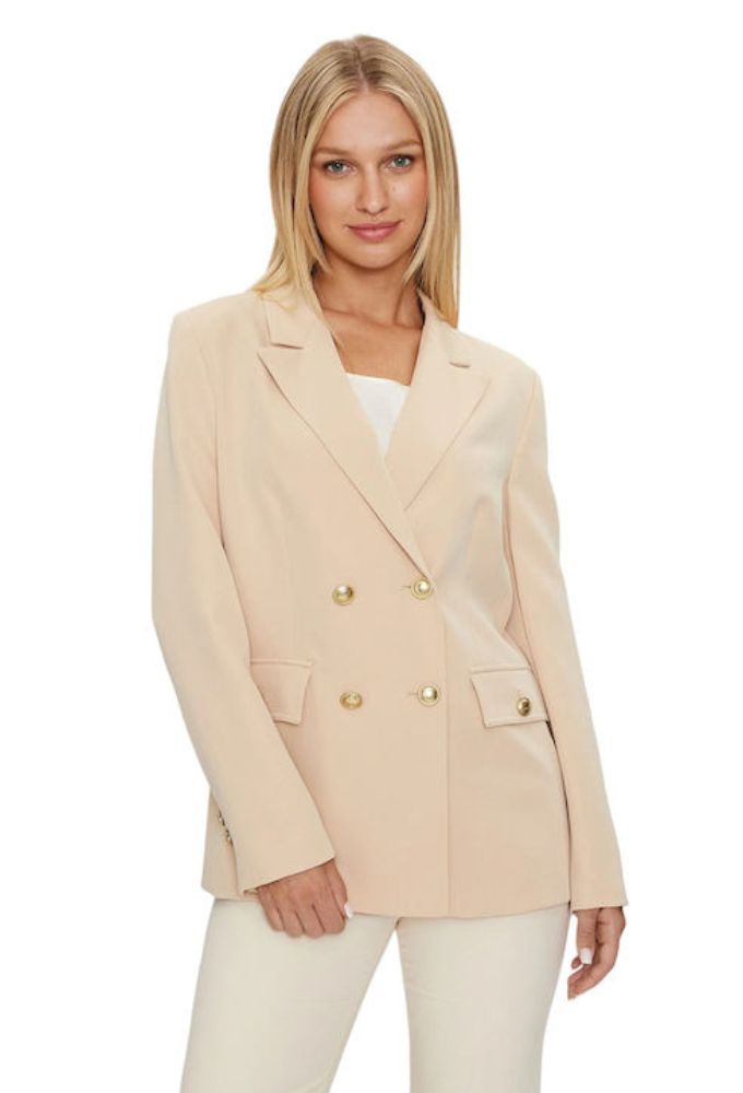 Guess Γυναικείο Σακάκι Μπεζ με Χρυσά Κουμπιά