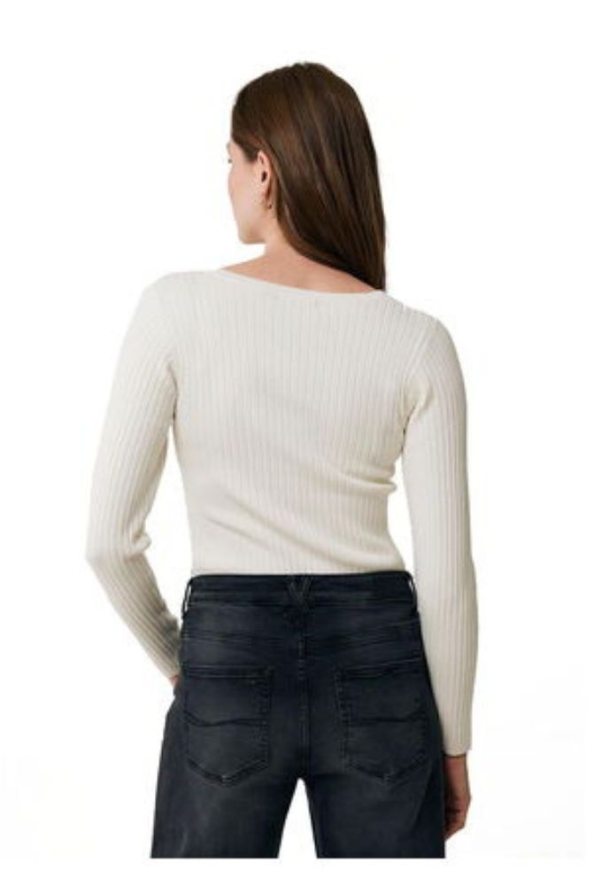 Mexx Γυναικεία Μπλούζα Ριμπ Κρεμ - Image 2
