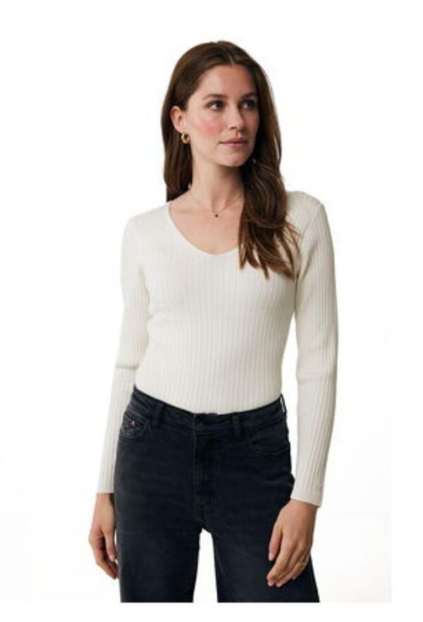 Mexx Γυναικεία Μπλούζα Ριμπ Κρεμ