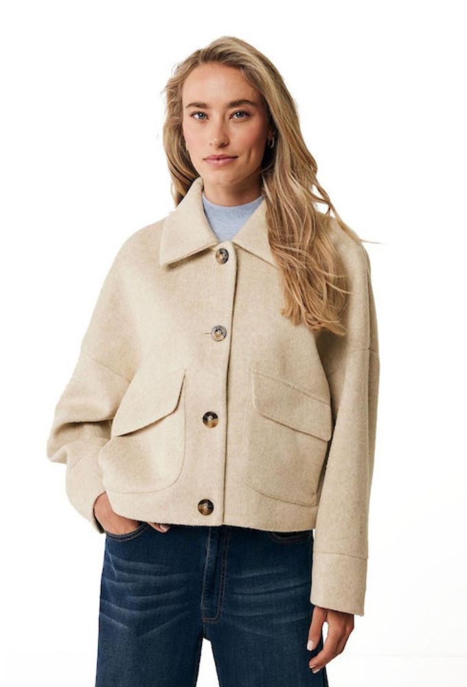 Mexx Κοντό Γυναικείο Μπουφάν για Χειμώνα Μπεζ