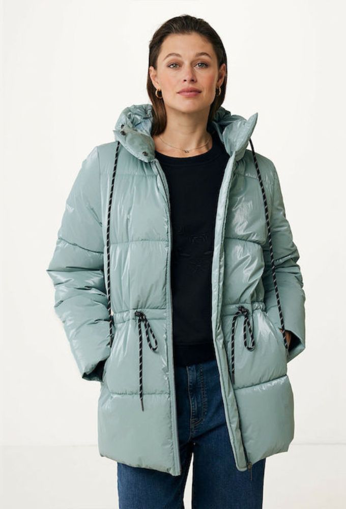 Mexx Κοντό Γυναικείο Μπουφάν για Χειμώνα Ice Blue