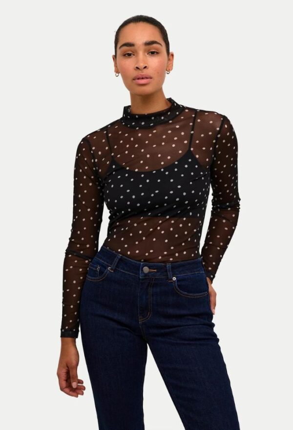 Kaffe Γυναικείo Μπλουζάκι Johanne Μαύρο Πουά Slim Fit