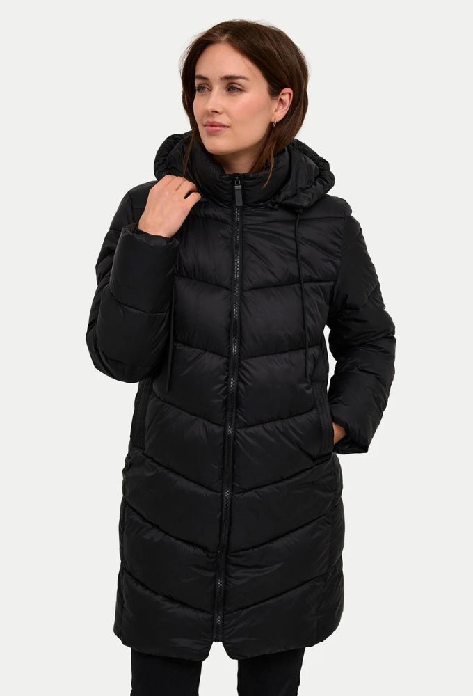 Kaffe Μπουφάν Susanne Μαύρο Regular Fit Midi