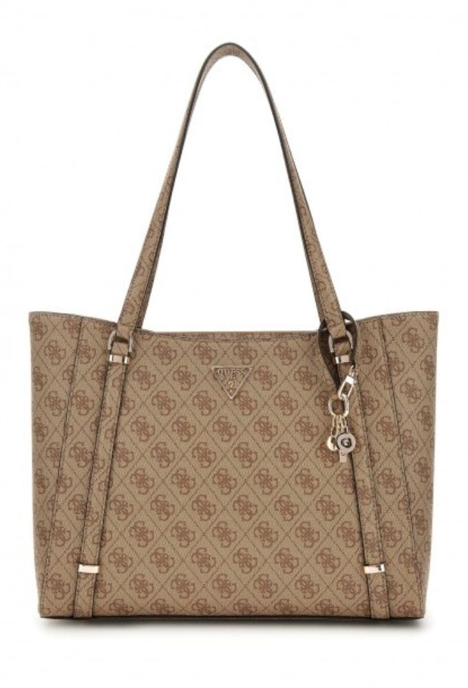 Guess Γυναικεία Τσάντα Ώμου Μπεζ με Λογότυπο