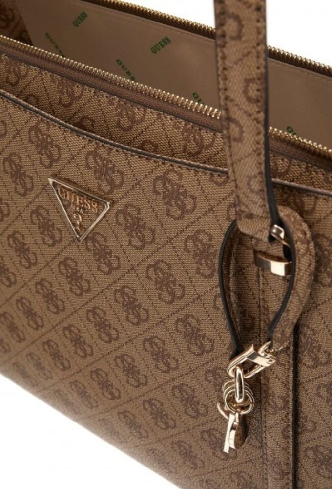 Guess Γυναικεία Τσάντα Ώμου Μπεζ με Λογότυπο - Image 3