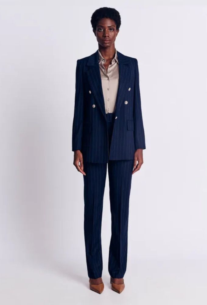 FOREL Γυναικείο Παντελόνι Ριγέ σε Ίσια Γραμμή Μπλέ - Image 3