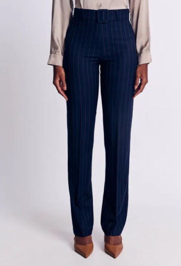 FOREL Γυναικείο Παντελόνι Ριγέ σε Ίσια Γραμμή Μπλέ