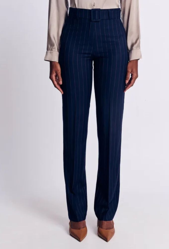 FOREL Γυναικείο Παντελόνι Ριγέ σε Ίσια Γραμμή Μπλέ