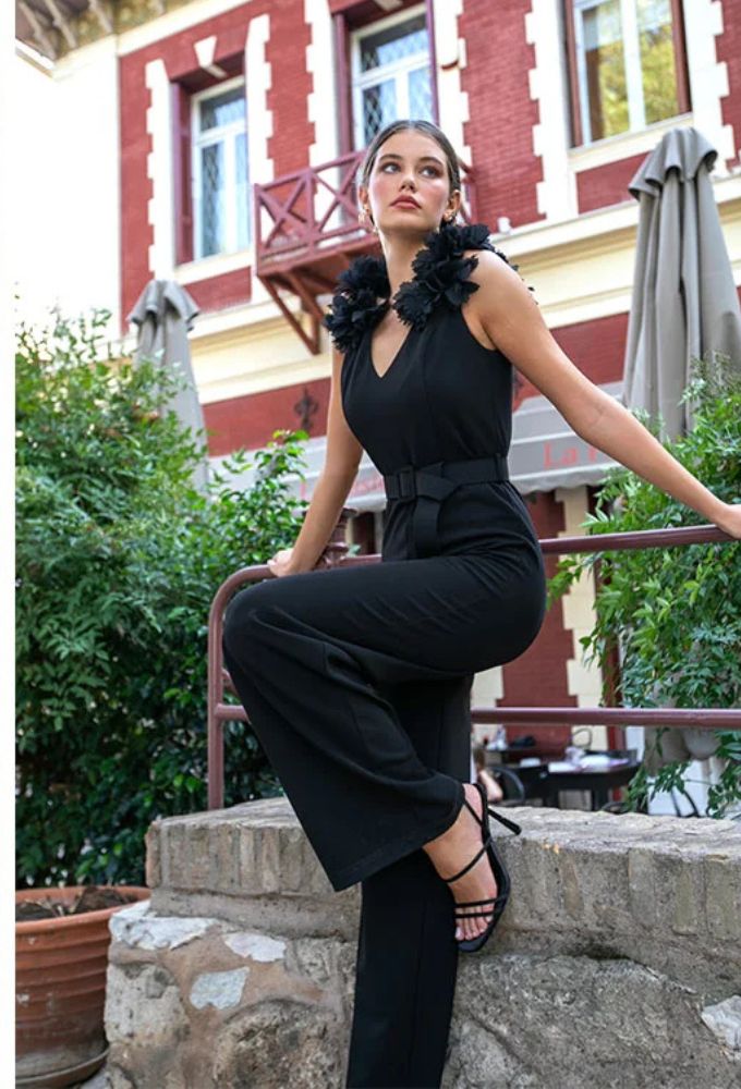 Le Vertige Γυναικεία Ολόσωμη Mαύρη Φόρμα Μονόχρωμη