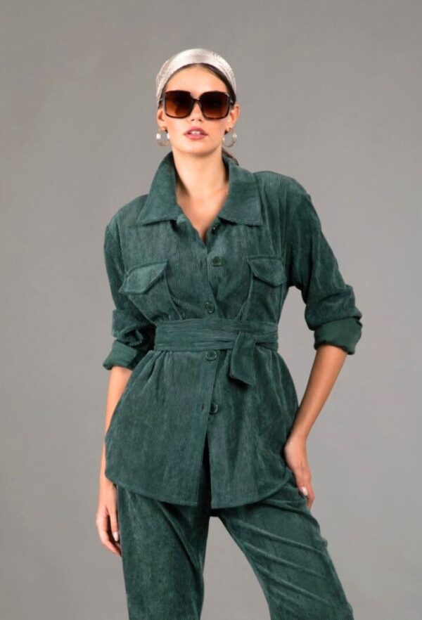 Le Vertige Γυναικείο Πουκάμισο Πράσινο με Ζώνη