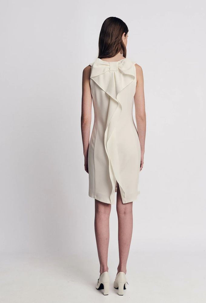 Forel Φόρεμα Aμάνικο με Φιόγκο Εκρού - Image 2