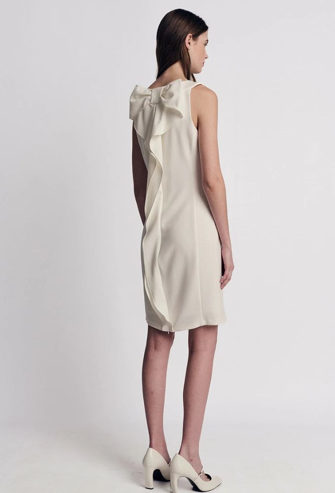Forel Φόρεμα Aμάνικο με Φιόγκο Εκρού - Image 3