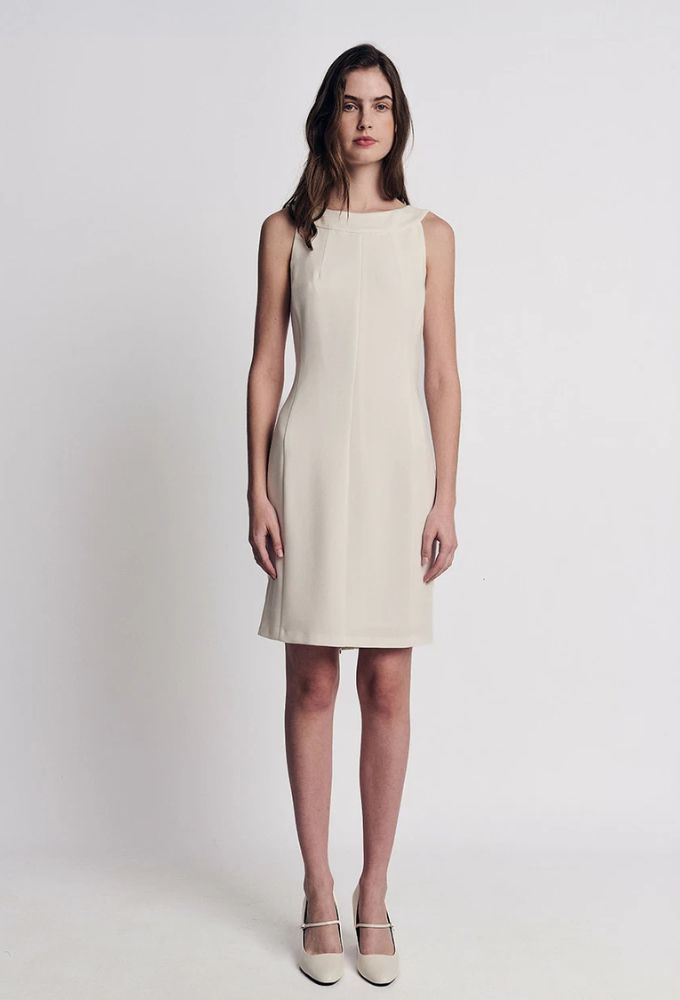 Forel Φόρεμα Aμάνικο με Φιόγκο Εκρού