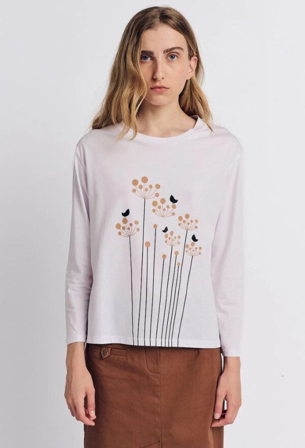 Forel Μπλούζα Bαμβακερή με Σχέδιο Λευκή