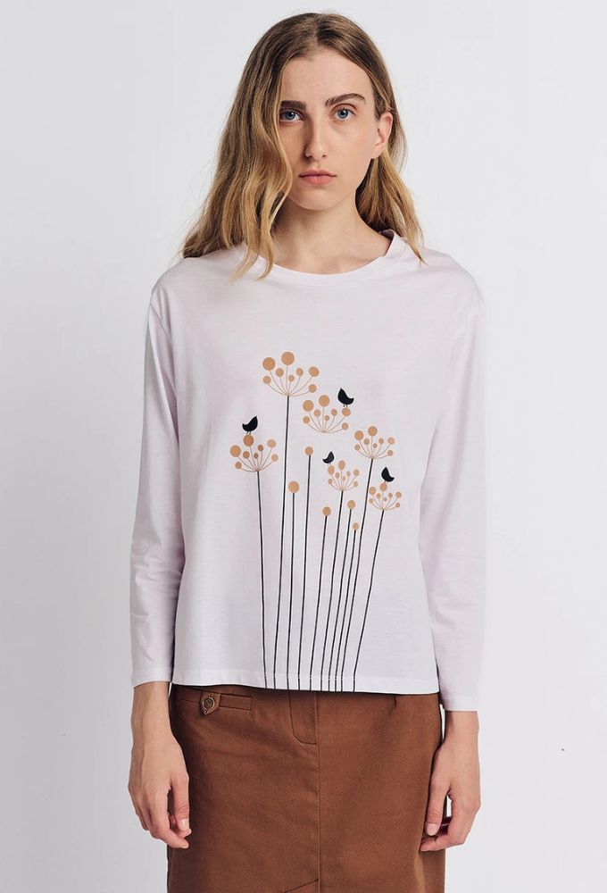 Forel Μπλούζα Bαμβακερή με Σχέδιο Λευκή