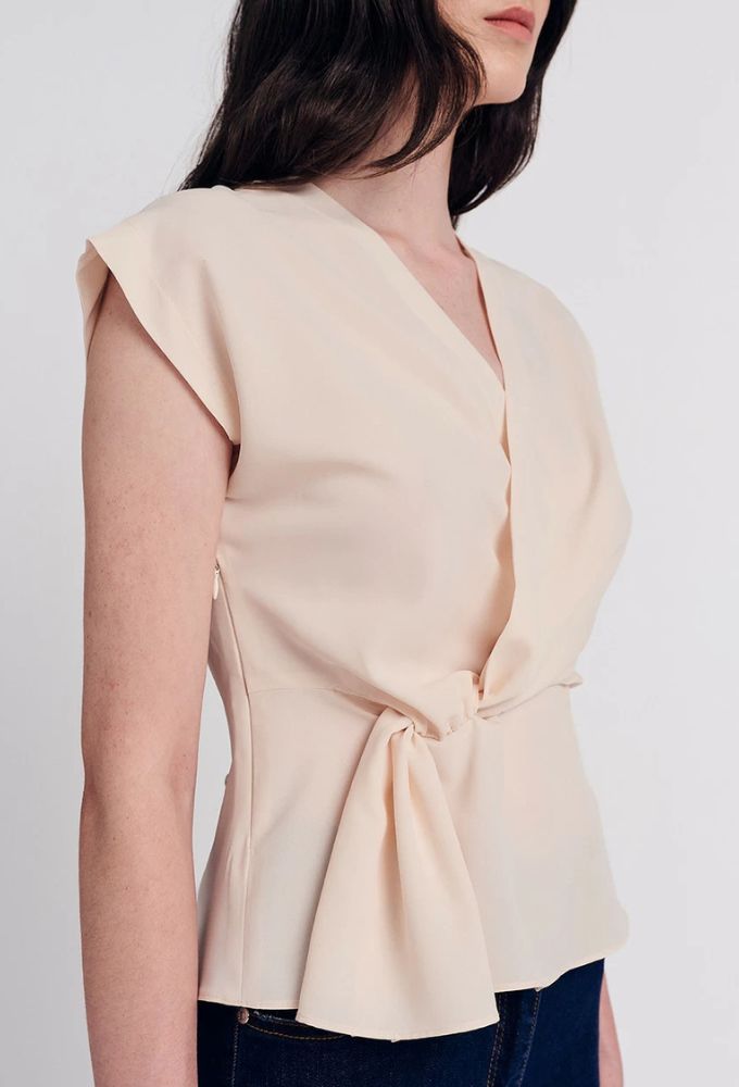 Forel Γυναικεία Μπλούζα Αμάνικη Κρουαζέ Βανίλια - Image 2