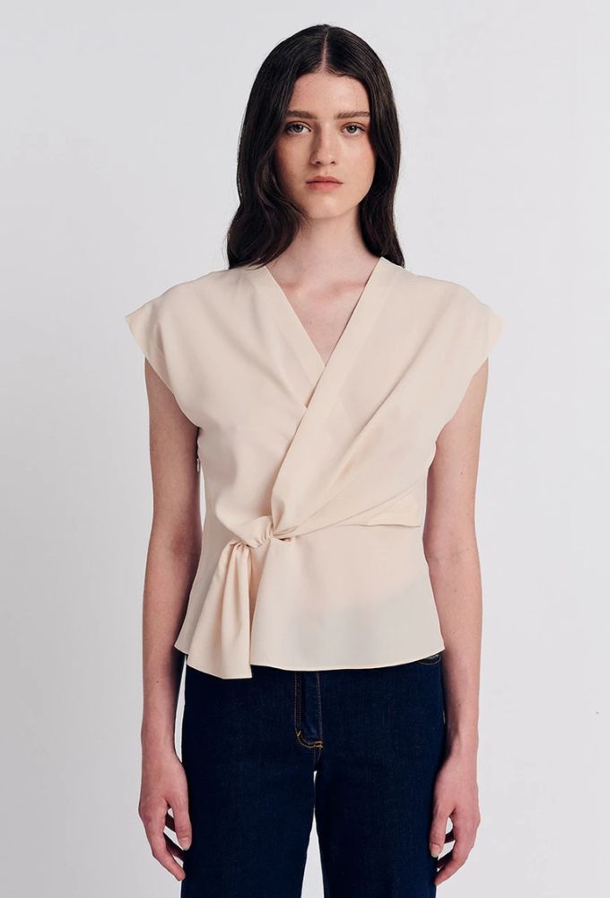 Forel Γυναικεία Μπλούζα Αμάνικη Κρουαζέ Βανίλια