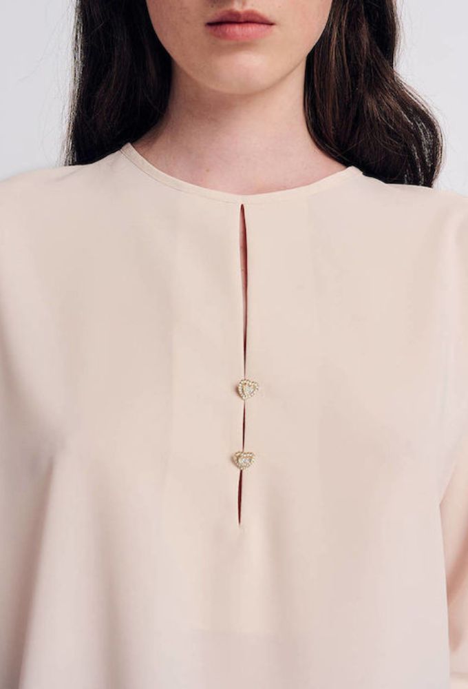 Forel Γυναικείο Crop Top Μακρυμάνικο Ecru - Image 2