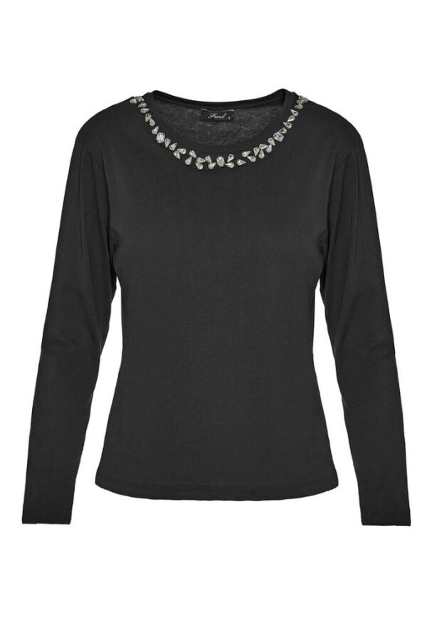 Forel Μπλούζα Aνθρακί με Κρύσταλλα στην Λαιμόκοψη