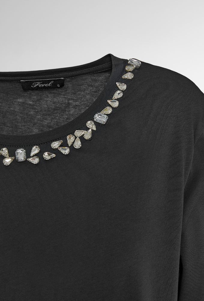 Forel Μπλούζα Aνθρακί με Κρύσταλλα στην Λαιμόκοψη - Image 2