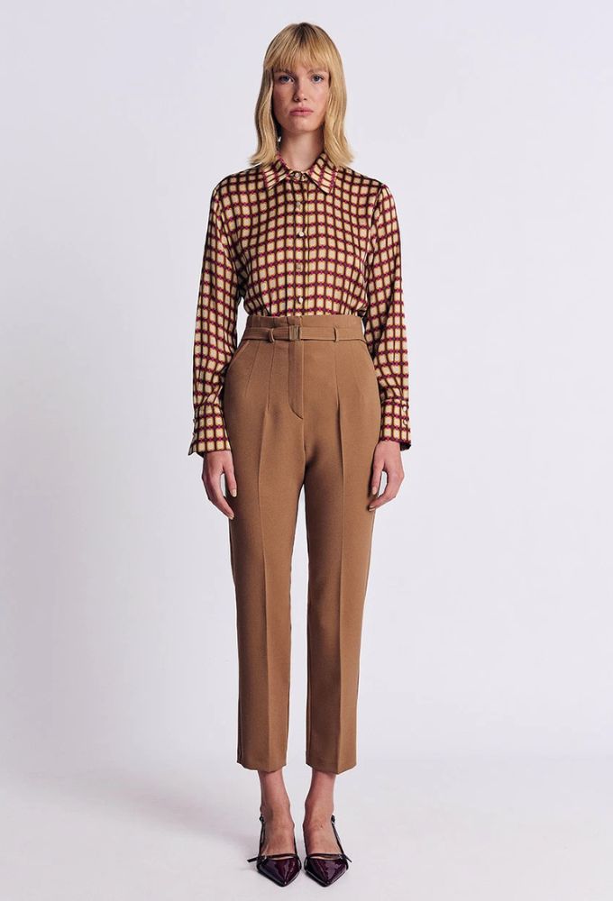 Forel Γυναικείο Παντελόνι Καμηλό Ψηλόμεσο Cigarette - Image 2