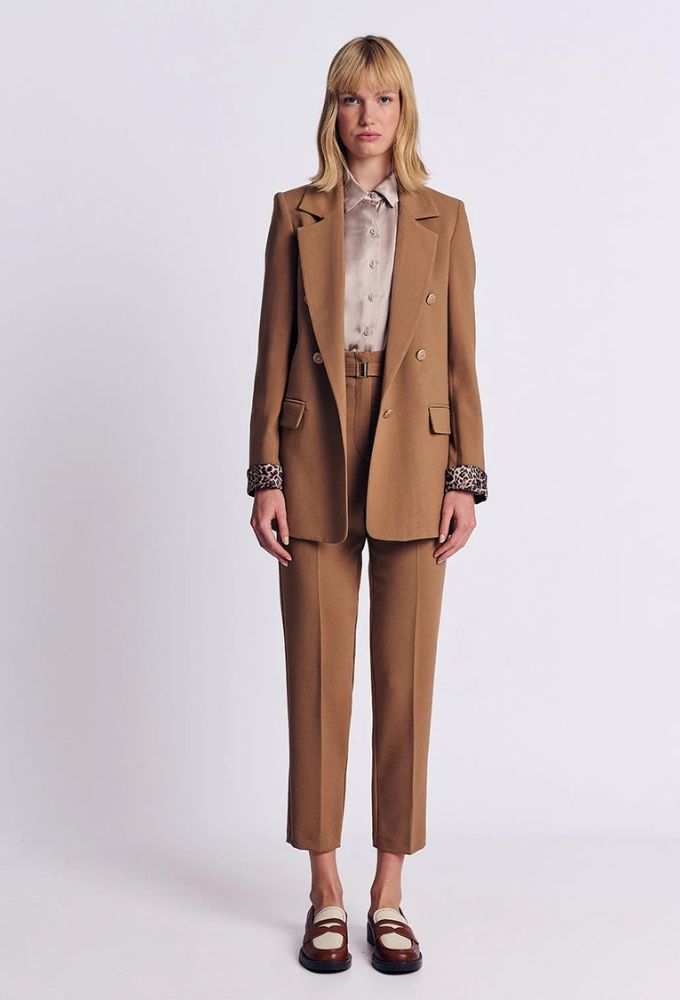 Forel Γυναικείο Παντελόνι Καμηλό Ψηλόμεσο Cigarette - Image 3