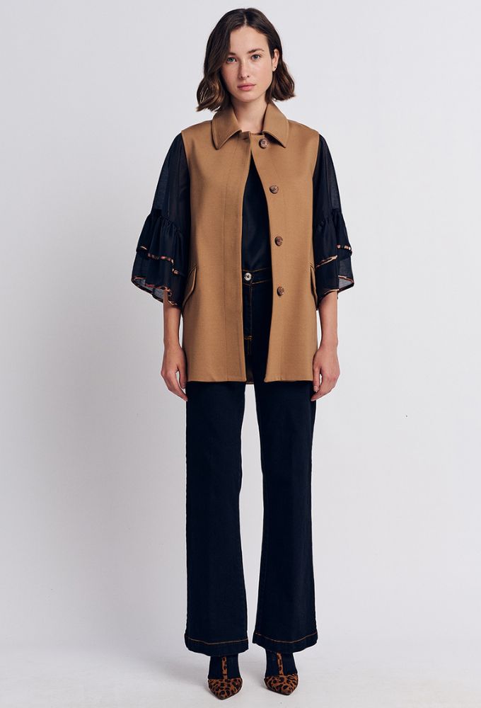 Forel Μπλούζα Mαύρη με Βολάν στα Μανίκια - Image 4