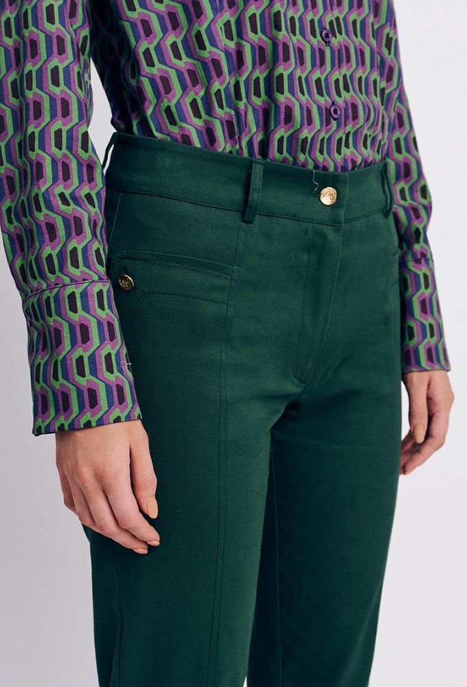 Forel Γυναικείο Παντελόνι Βαμβακερό Cigarette Πράσινο/Κυπαρισσί - Image 3