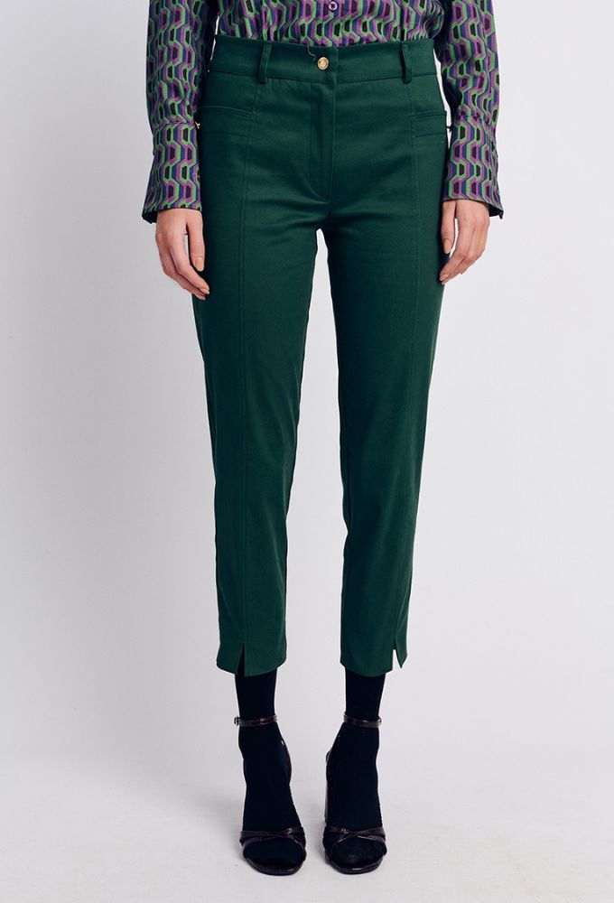 Forel Γυναικείο Παντελόνι Βαμβακερό Cigarette Πράσινο/Κυπαρισσί