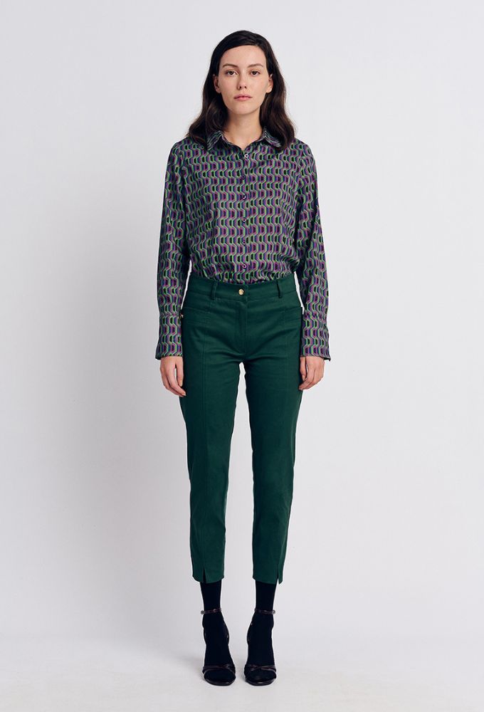 Forel Γυναικείο Παντελόνι Βαμβακερό Cigarette Πράσινο/Κυπαρισσί - Image 2