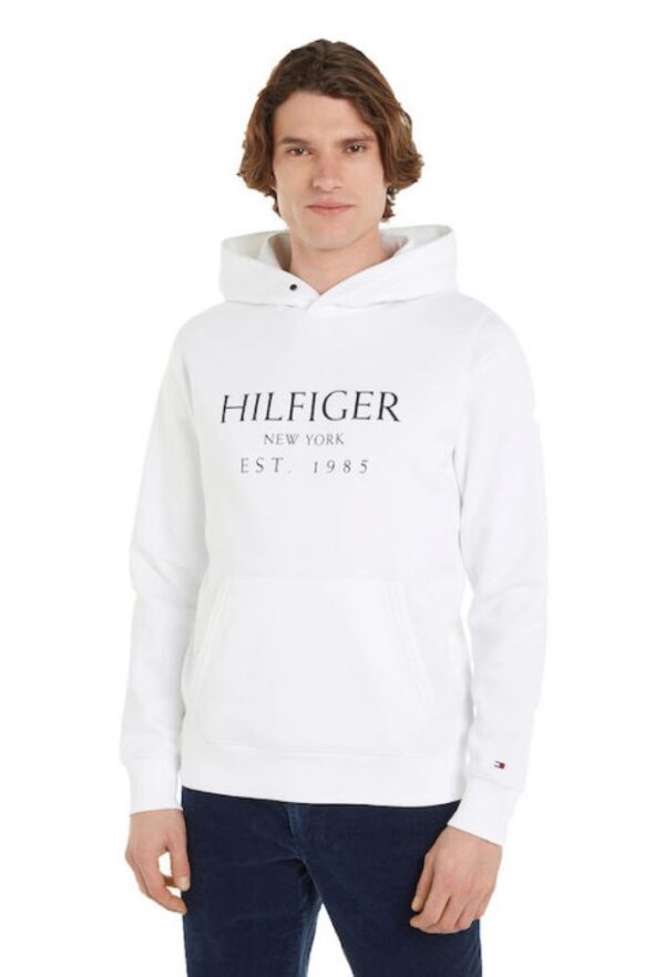 Tommy Hilfiger Ανδρικό Φούτερ Λευκό με Κουκούλα