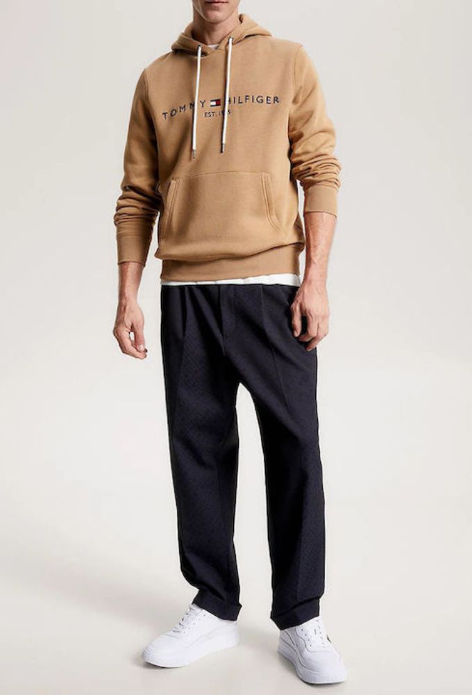 Tommy Hilfiger Ανδρικό Φούτερ με Κουκούλα και Τσέπες Μπεζ - Image 2