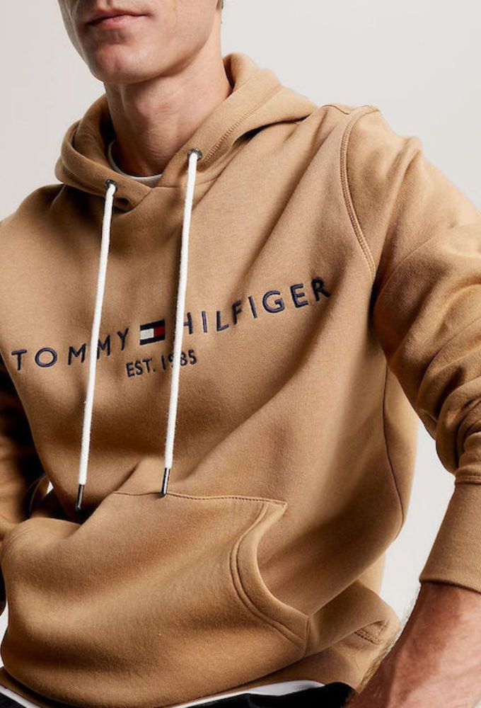 Tommy Hilfiger Ανδρικό Φούτερ με Κουκούλα και Τσέπες Μπεζ - Image 3