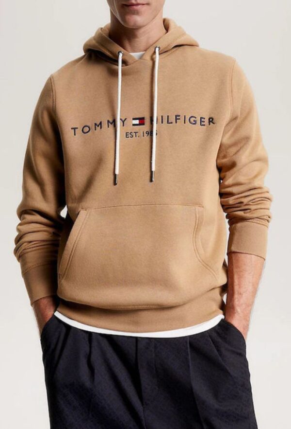 Tommy Hilfiger Ανδρικό Φούτερ με Κουκούλα και Τσέπες Μπεζ
