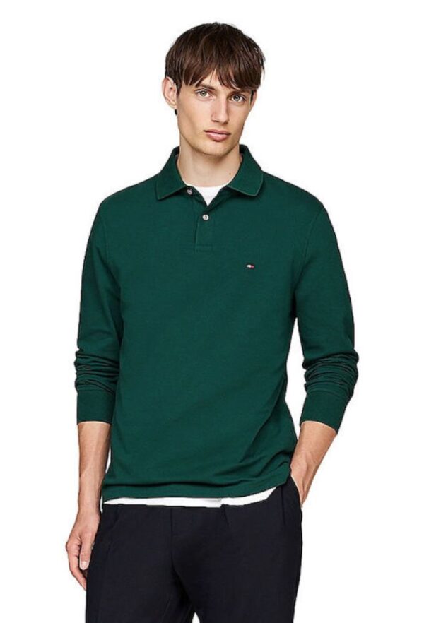 Tommy Hilfiger Ανδρική Μπλούζα Μακρυμάνικη Polo Πράσινη