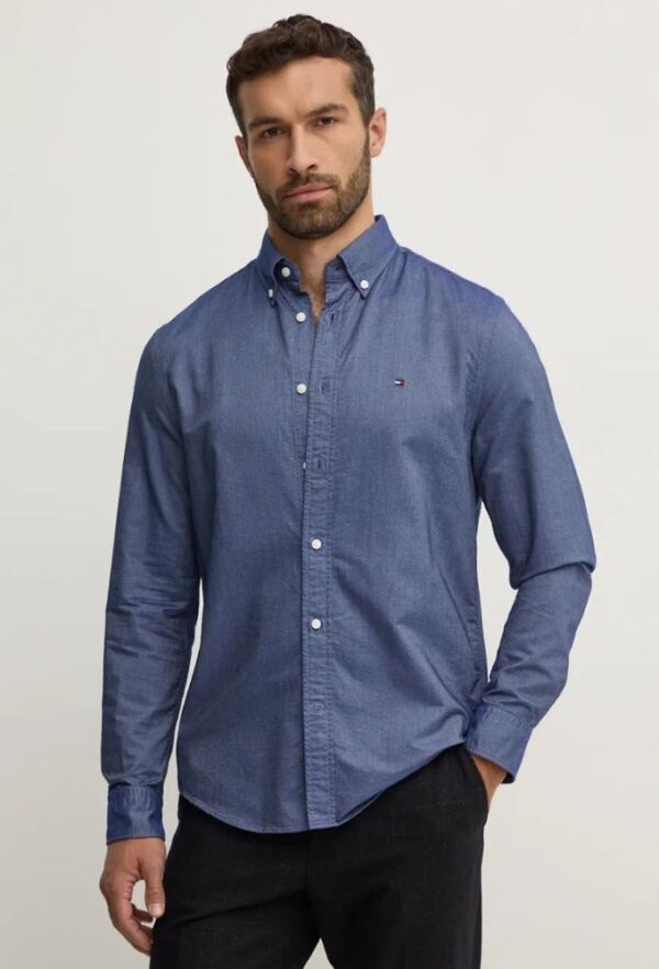 Tommy Hilfiger Aνδρικό Πουκάμισο Ναυτικό Μπλε
