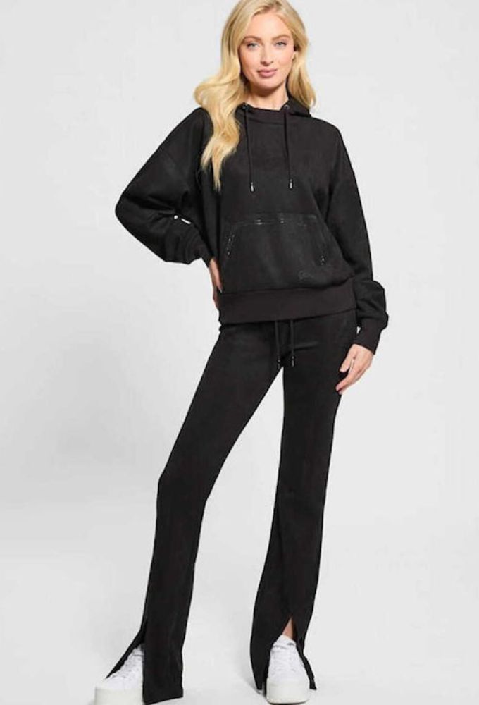 Guess Γυναικείο Φούτερ Σουέτ Μαύρο