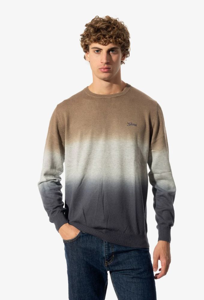 Guess Ανδρικό Ντεγκραντέ Πουλόβερ Μπεζ