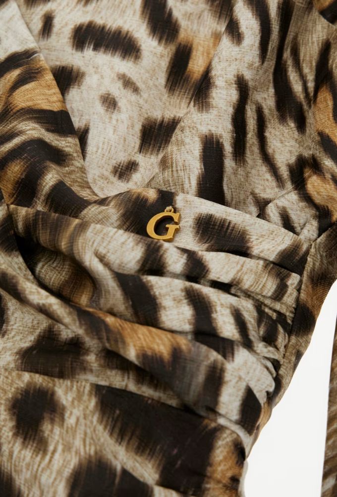 Guess Μίνι Φόρεμα με Αnimal Print Καφέ - Image 5