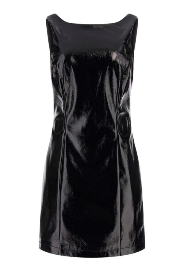 Guess Laurie Vinyl Mini Mαύρο Φόρεμα