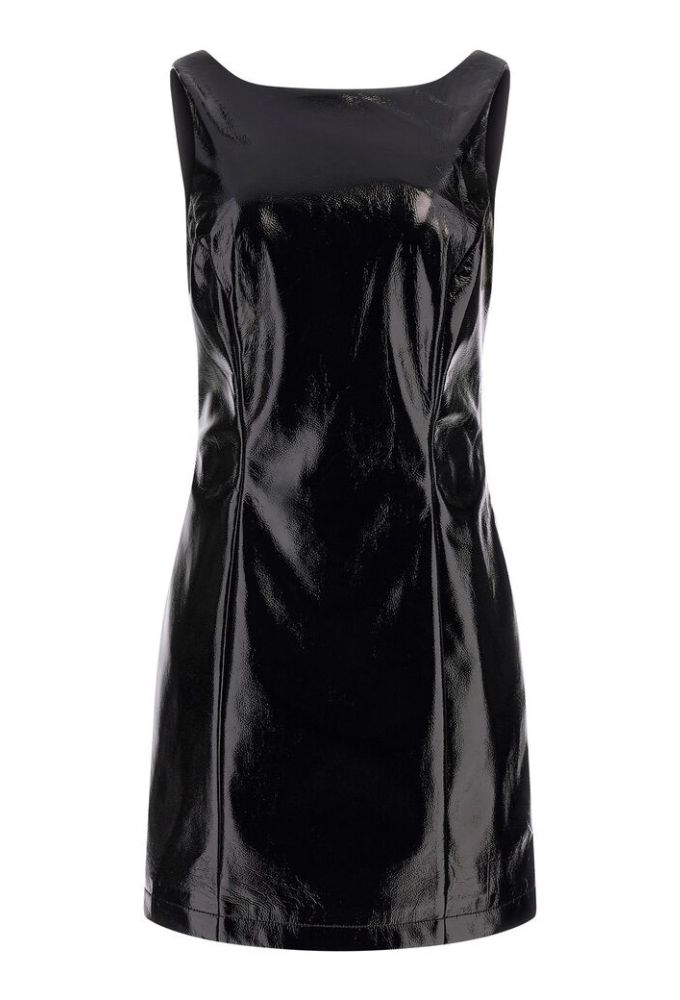 Guess Laurie Vinyl Mini Mαύρο Φόρεμα