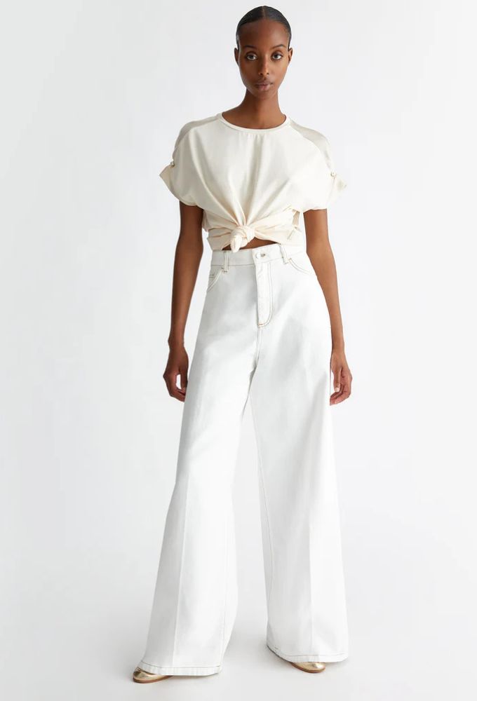 Liu Jo Γυναικεία Μπλούζα Εκρού Κοντομάνικη - Image 2