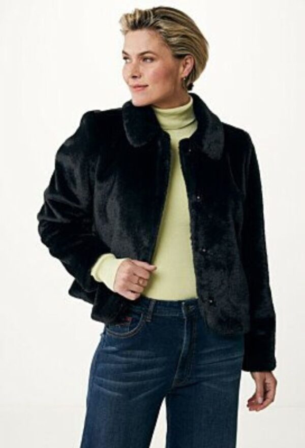 Mexx Κοντή Γυναικεία Μαύρη Γούνα