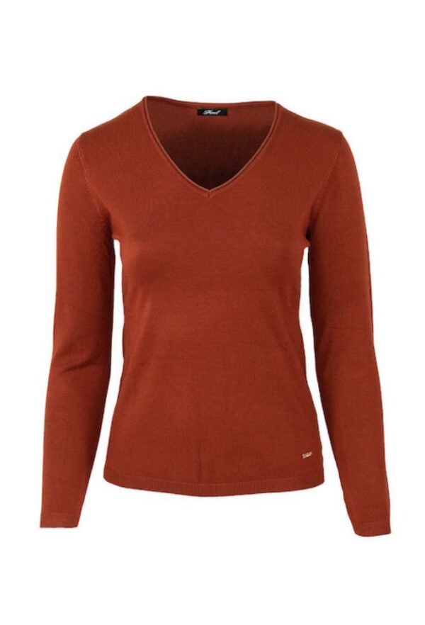 Forel Γυναικείο Μακρυμάνικο Πουλόβερ με V Λαιμόκοψη Σοκολά