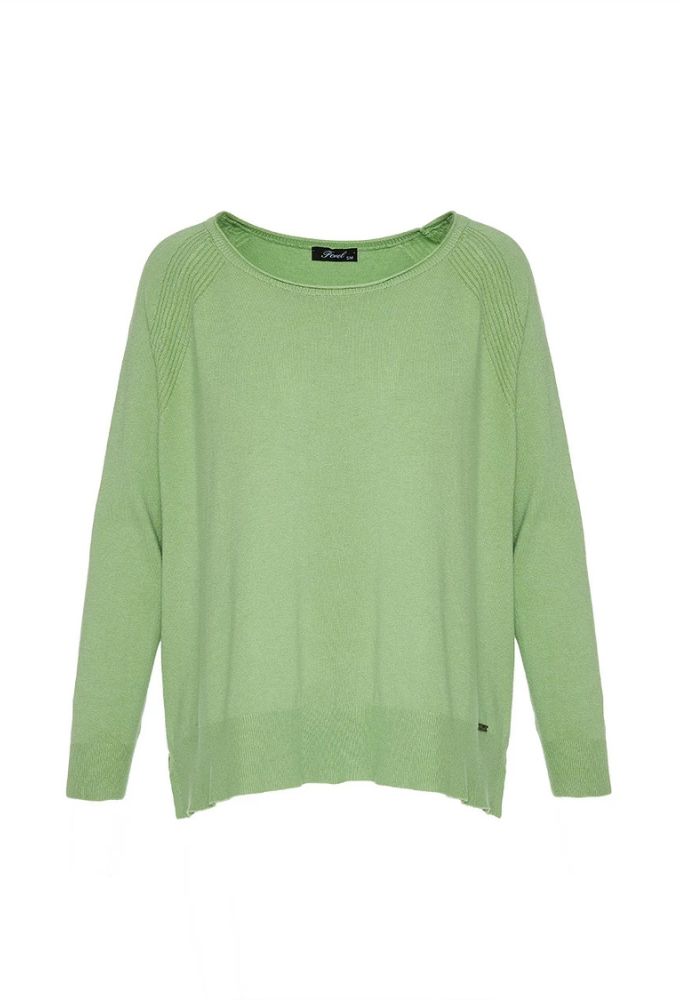 Forel Basic Πλεκτή Μπλούζα με Λαιμόκοψη Πράσινο Ανοιχτό